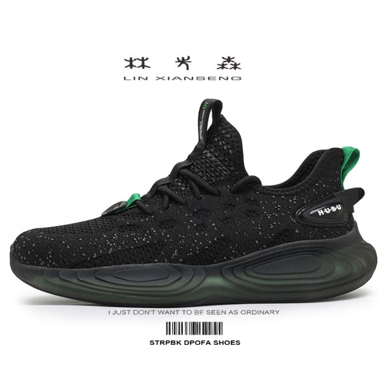 Lin Xiansen sapatos esportivos masculinos 2025 primavera novo estilo malha respirável Casual preto leve antiderrapante c