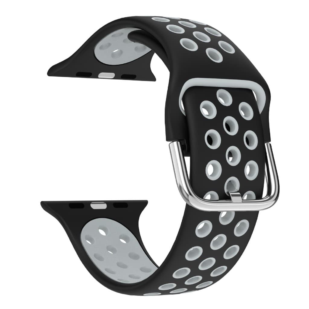 kit 2 Pulseira Silicone 42mm Com Fivela Metálica Bicolor Para Apple Watch Ultra 9/8/7/6/5/4/3/2/10Se