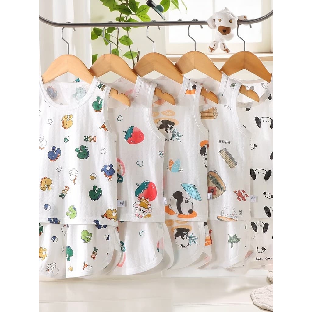 Pijamas infantis finos e fofos, camisola esportiva, meninos, meninas, roupas para casa, bebê, algodão puro, roupas de ar