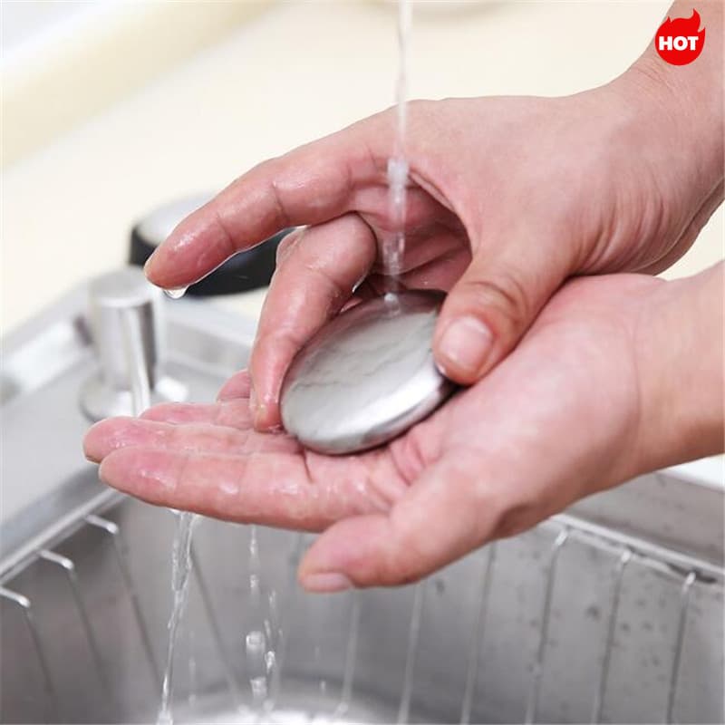 < LA > 1 PC Sabonete Oval Desodorização De Aço Inoxidável Remover Odor De Peixe Simplicidade Moderna Limpeza Doméstica S