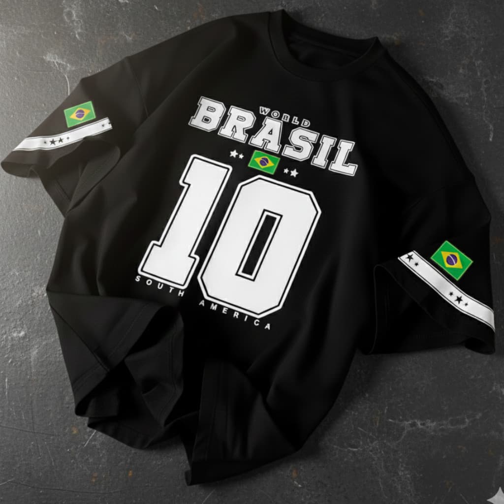 Camiseta Unissex Estampa Brasil Copa do Mundo- Camisa de Malha 100% Algodão Envio Rápido