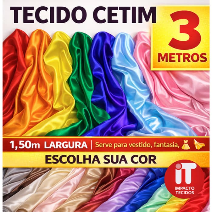 Tecido Cetim Charmousse 3 Metros x 1,50m Largura para Vestidos e Artesanato