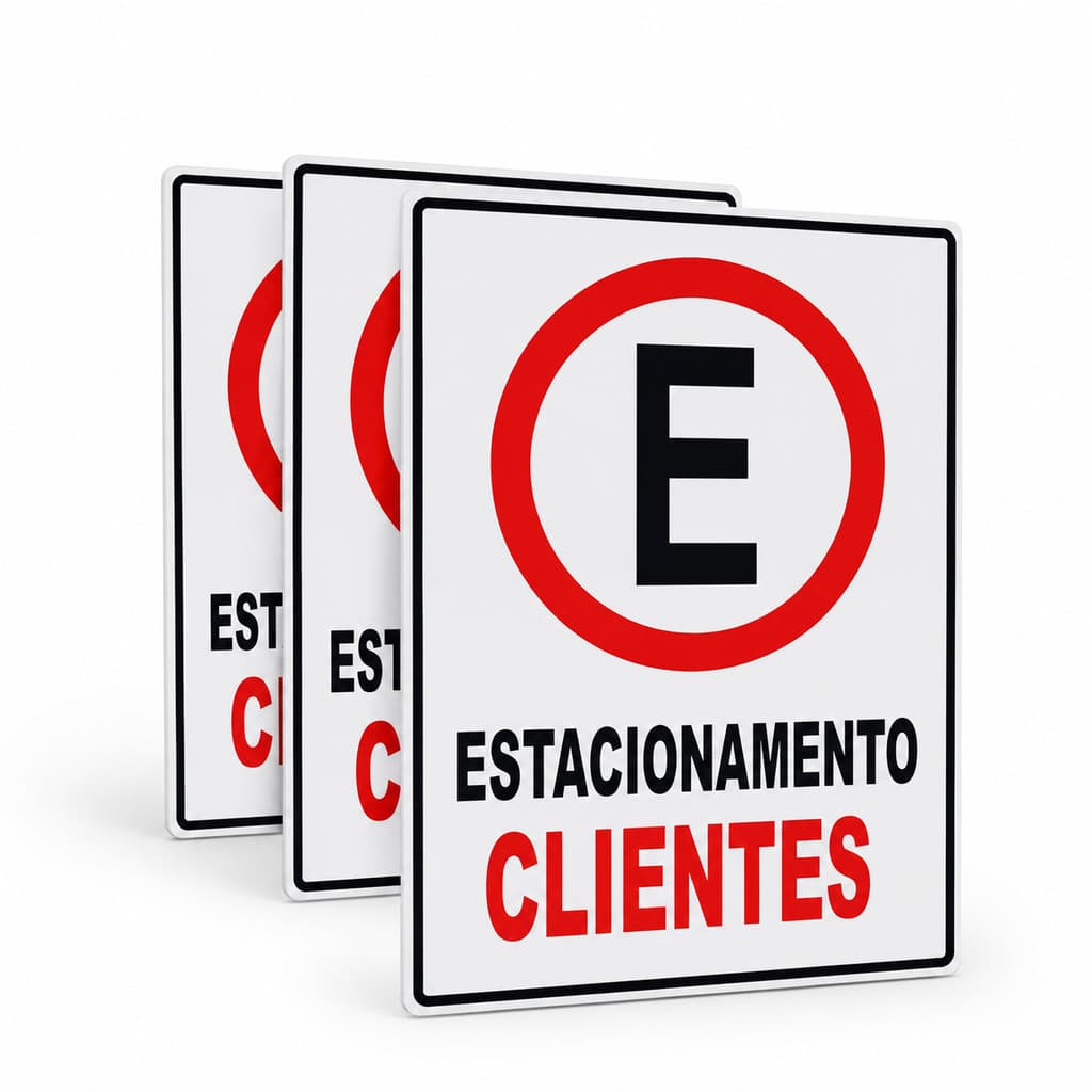 3 Placas Sinalização Estacionamento Clientes PS  Autoadesiva