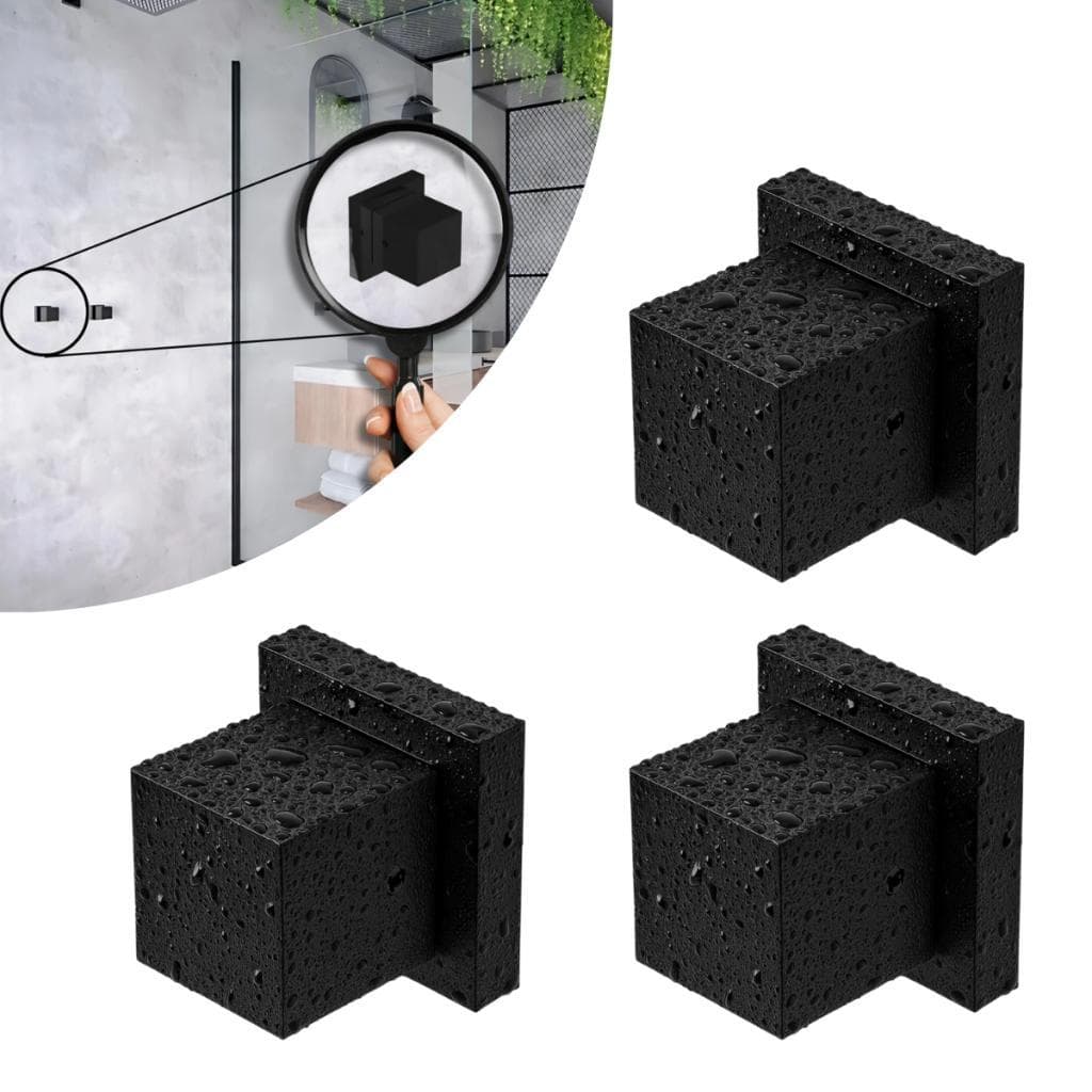 Kit 03 Acabamentos Para Registro de Chuveiro Padrão Deca Misto Quadrado Preto Fosco