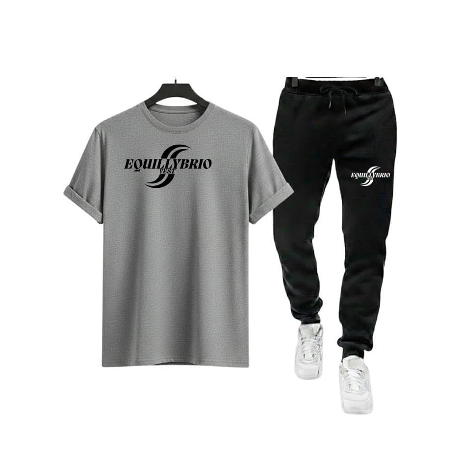 Conjunto Camiseta Calça Equillybrio Casual Agasalho Algodão Moletom quente