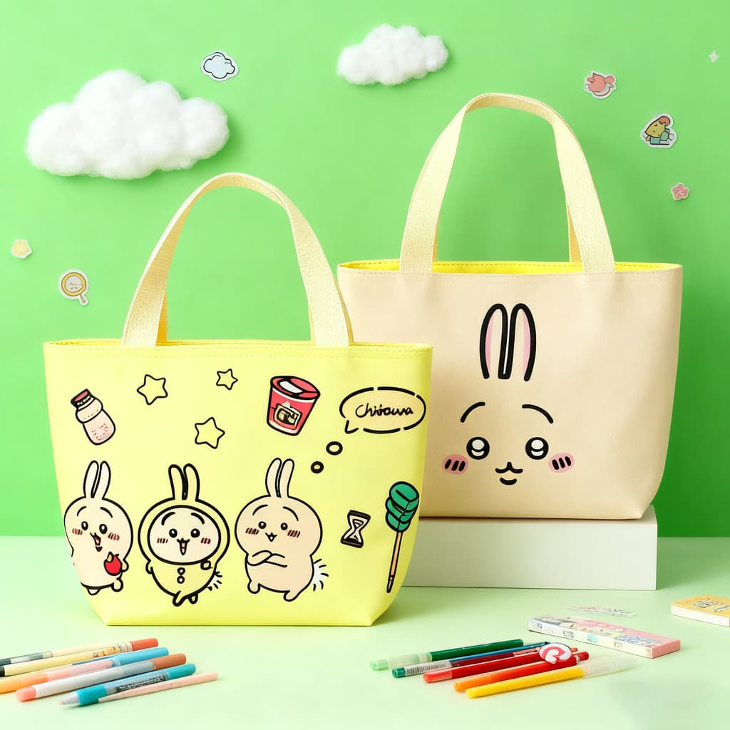 Kawaii portátil folha de alumínio lancheira saco dupla face saco de isolamento térmico estudante almoço grande capacidad