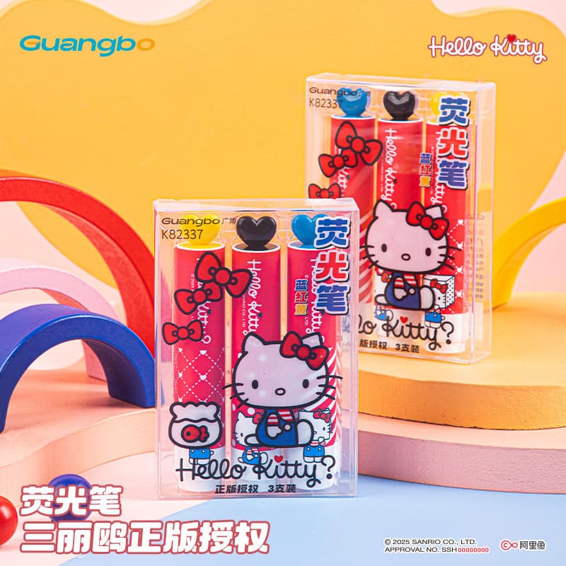 Genuíno Guangbo Kitty Marcador Sanrio Manual Marcador Bonito Hello Kitty Cartoon Estudante Papelaria