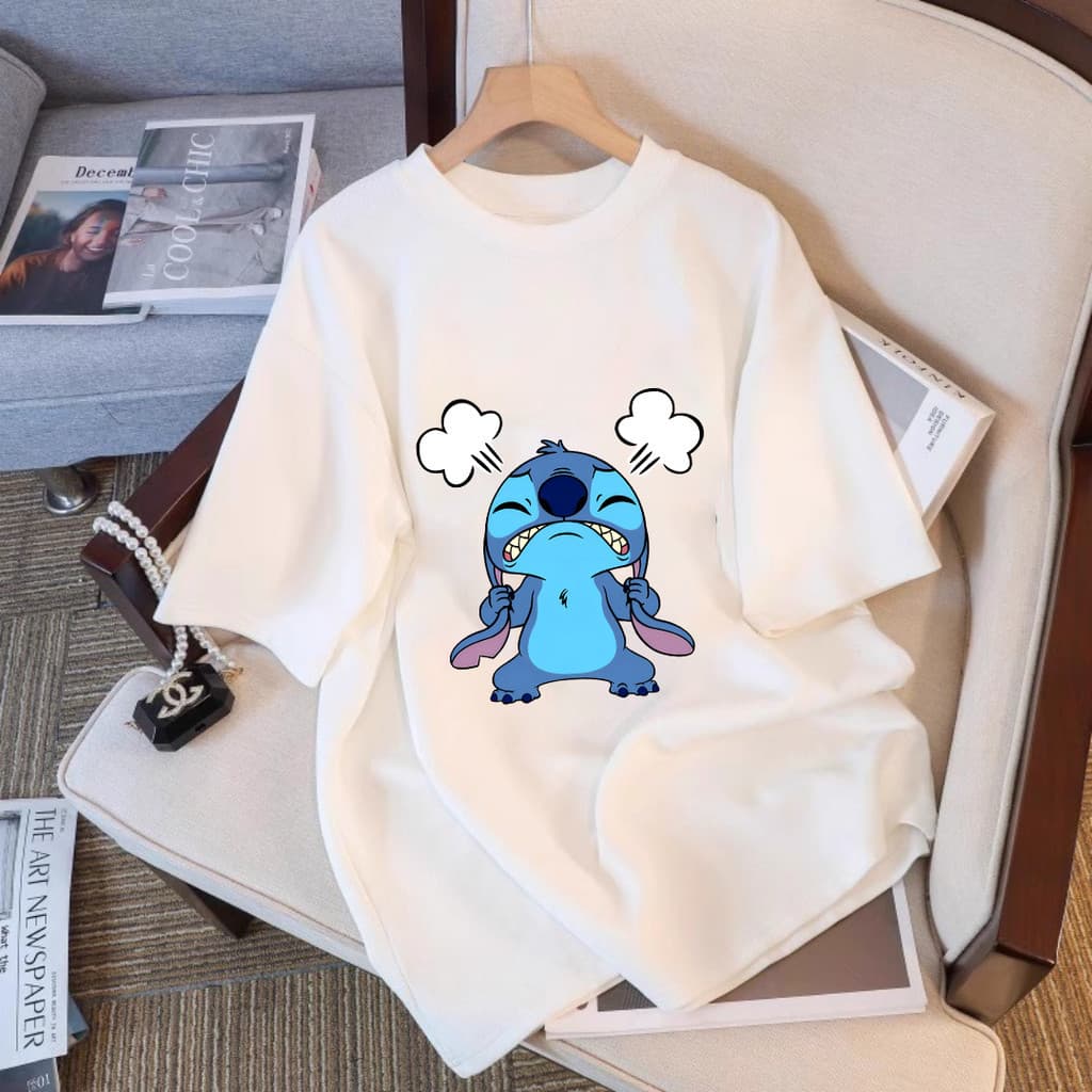 Camiseta Feminina T-shirt Fofo Stitch Academia Gym Streetwear Anime Blusa Unissex GYM Musculação Treino Fitness