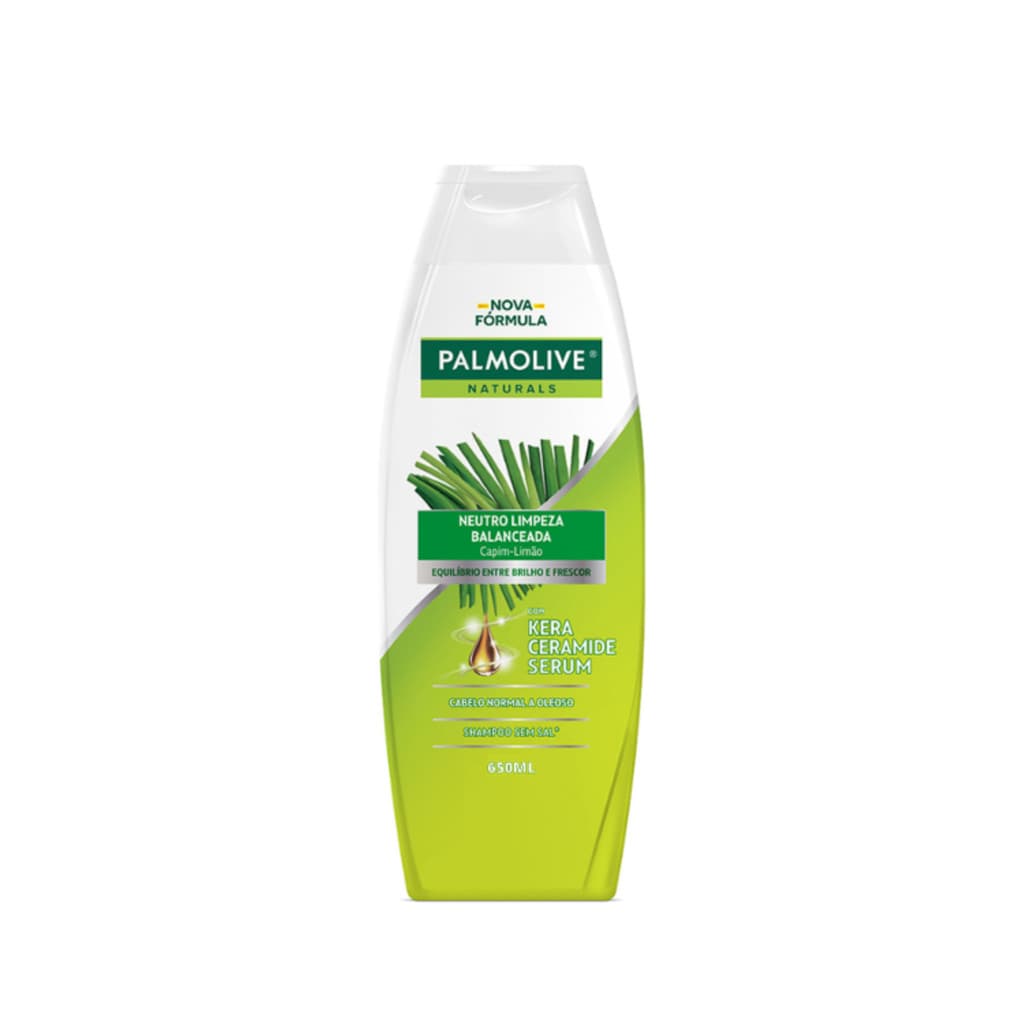 Shampoo Palmolive Naturals Capim-Limão 650ml Limpeza Balanceada Sem Sal Cabelos Normais a Oleosos