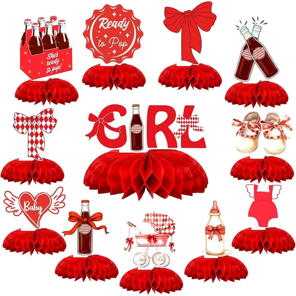 12 Peças Decorações para Chá de Bebê "Ela Está Pronta para nascer" Centros de Mesa em Favo de Mel para Meninas, Decoraçã