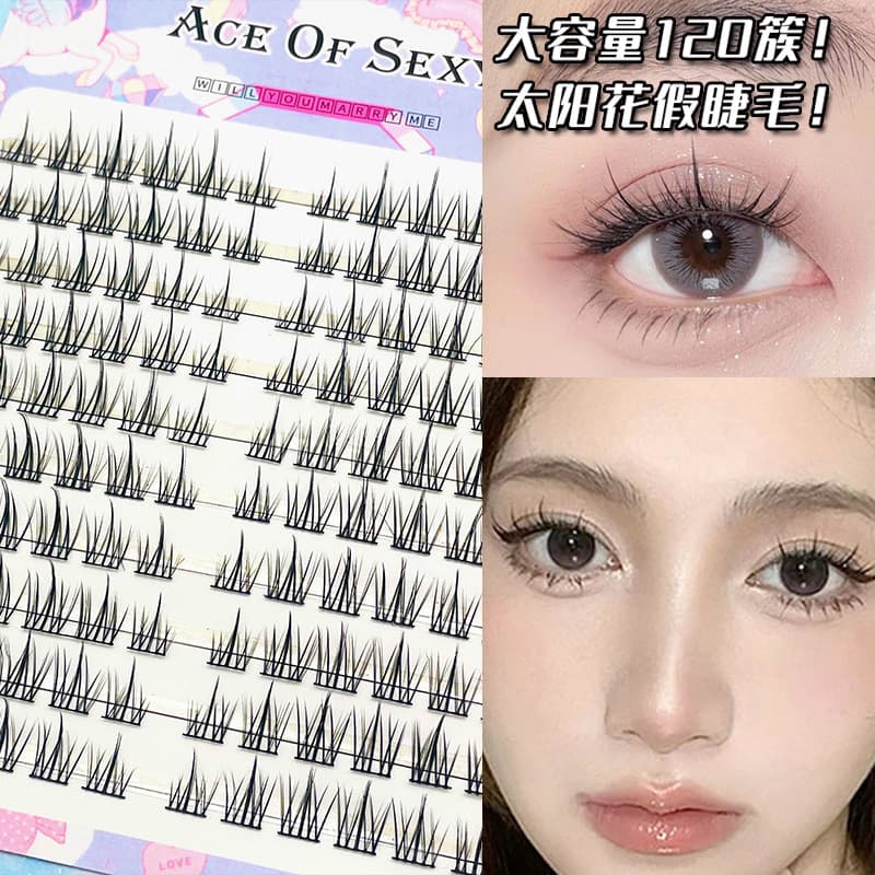 Grande capacidade preguiçoso trilogia girassol cílios postiços Natural haste fina quadrinhos pequeno diabo segmentado ún