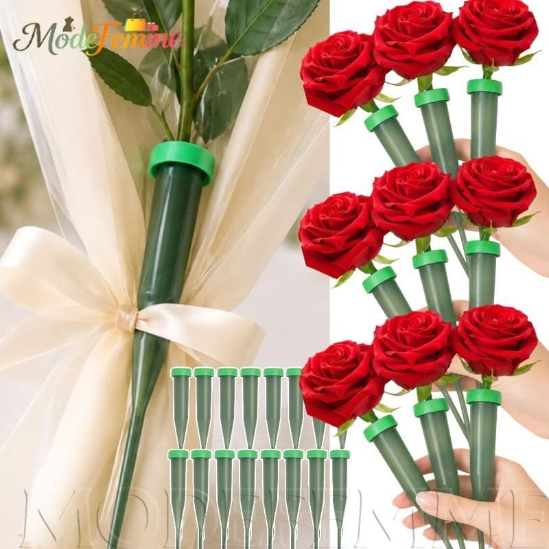 [À Venda] Frascos De Haste De Flores-Prova De Vazamentos , Com Tampa De Silicone-Tubo De Armazenamento De Água Para Pres