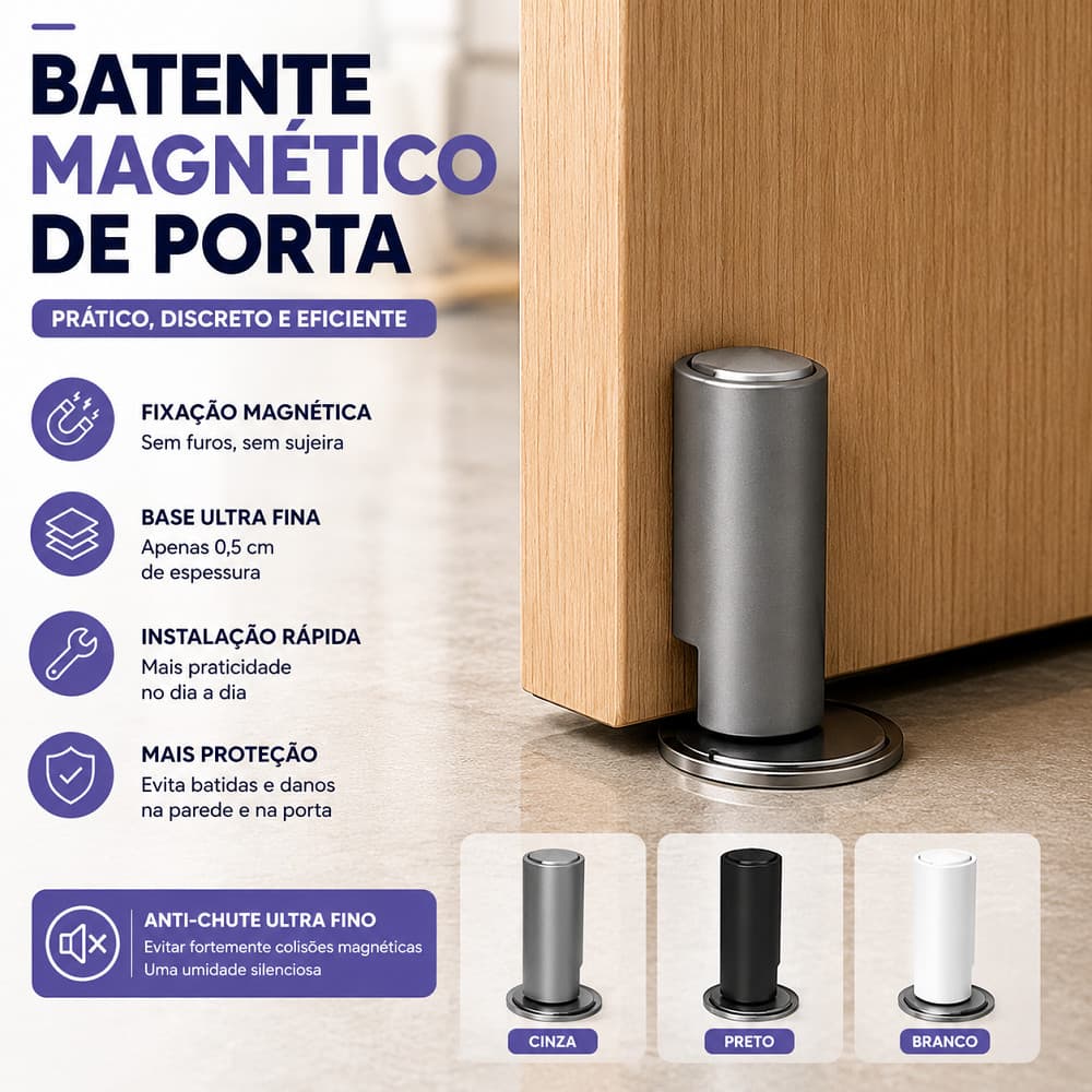 Prendedor de Porta Magnético Trava Prendedor Batetor Fixador de Porta Magnético Adesivo plástico Slim Amortece Impacto