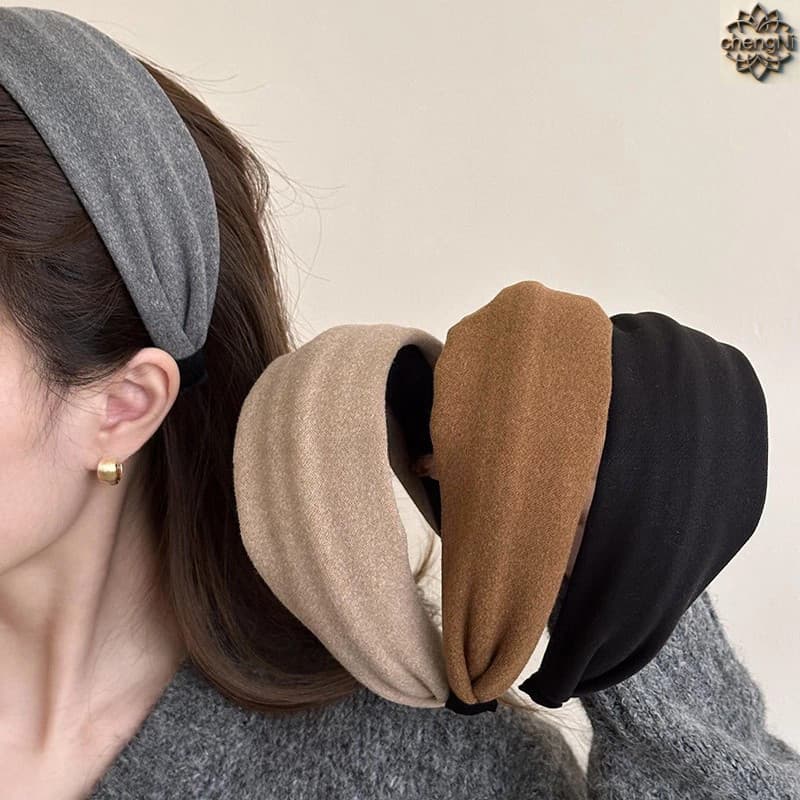 Simples elegante de aba larga camurça bandana feminino primavera outono laço de cabelo bandana pequeno rosto antiderrapa