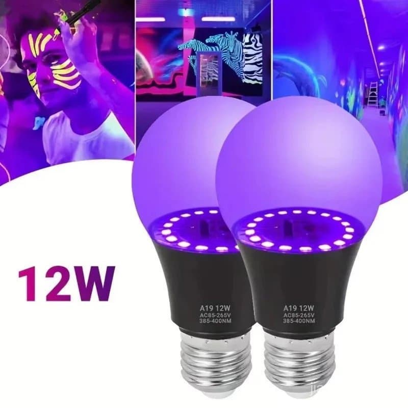 Lâmpada LED UV Roxa de 12W AC 85-265V com Capa Transparente Roxa para Decoração de Ambiente em Hotéis, Festas e Casas As
