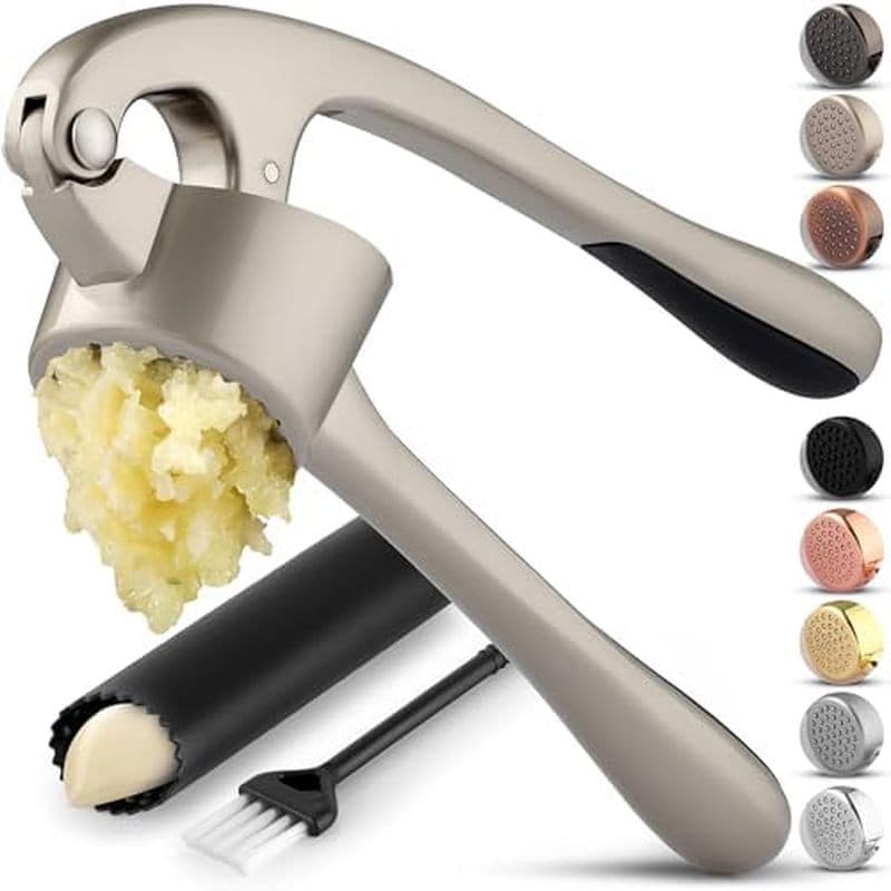 Prensa De Alho Zulay Kitchen Premium Com Alça Macia E Fácil De Apertar-Inclui Descascador De Silicone & amp ; Escova De