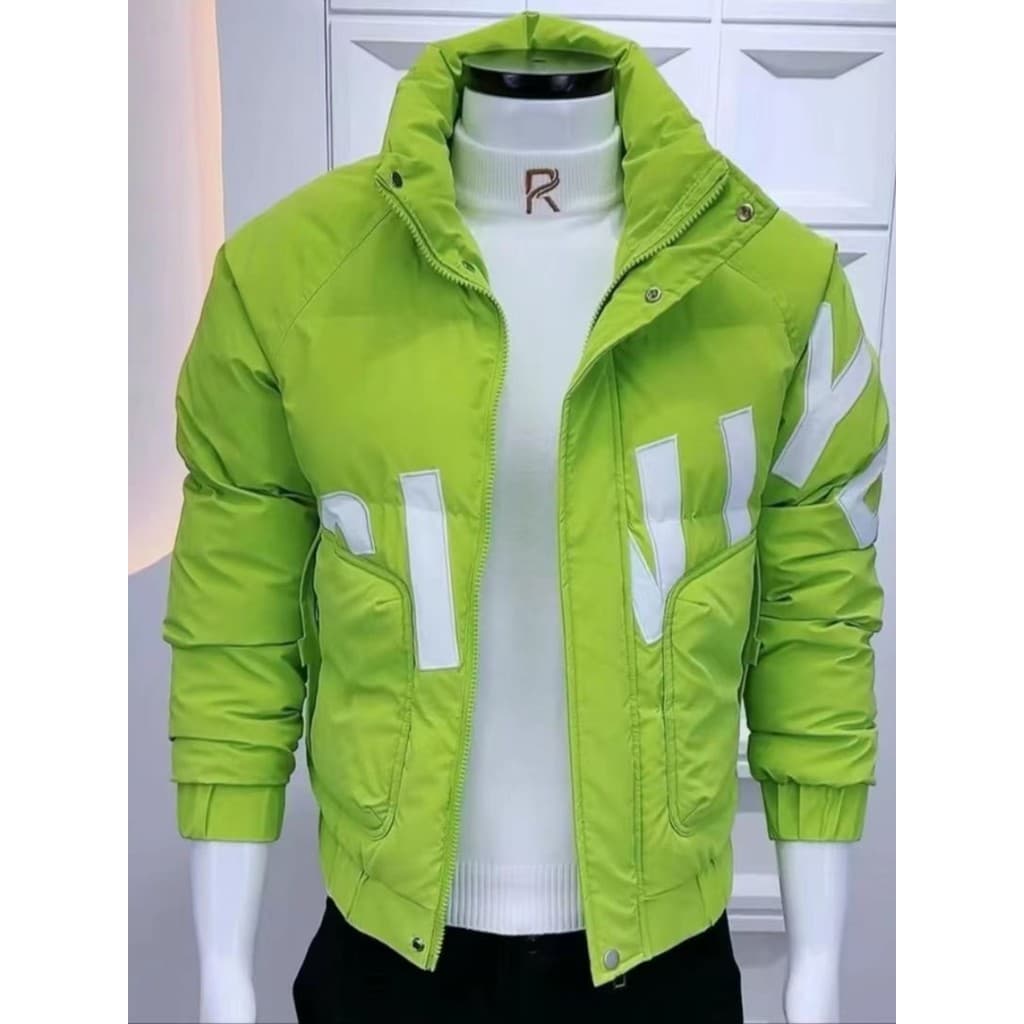 Jaqueta acolchoada masculina 2025 novo estilo inverno Street Wear gola curta luz luxo carta Casual para baixo jaqueta ac