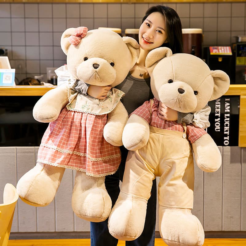 Boneca presente de aniversário boneca Ragdoll feminino imprensa cama abraço urso casal um par grande brinquedo de pelúci