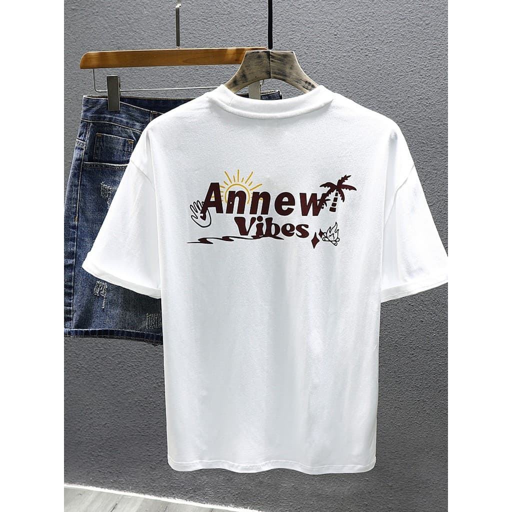 Verão 2024 carta de volta diversão impressa camiseta de manga curta casal Street Wear puro algodão solto meia manga masc