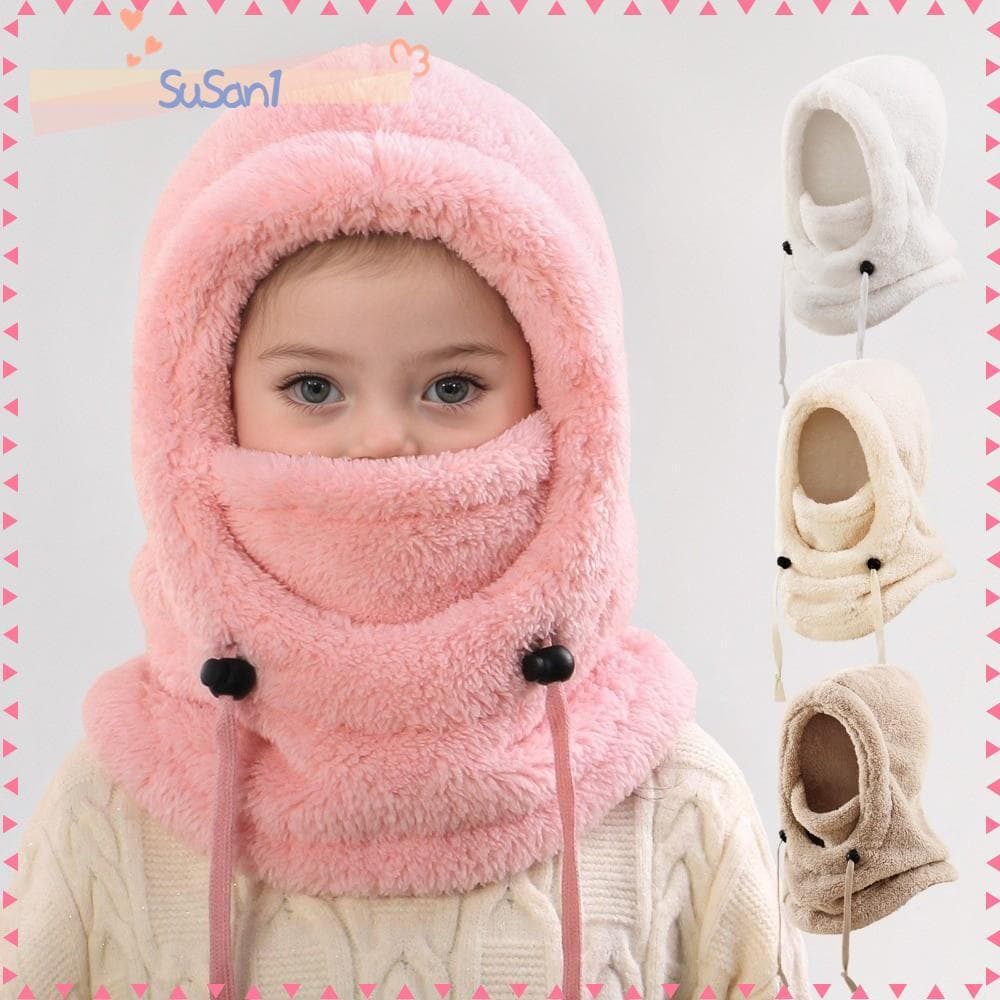 LUCKY-SUSAN1 Chapéus Balaclava , Cachecol De Pelúcia À Prova De Vento , Lindos Infantis Quentes