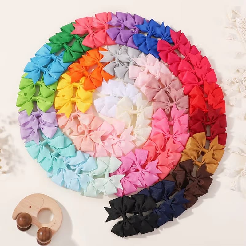 20/30/40/60 peças de presilhas de cabelo com laço de fita em cores sólidas clássicas, acessórios de cabelo para meninas,