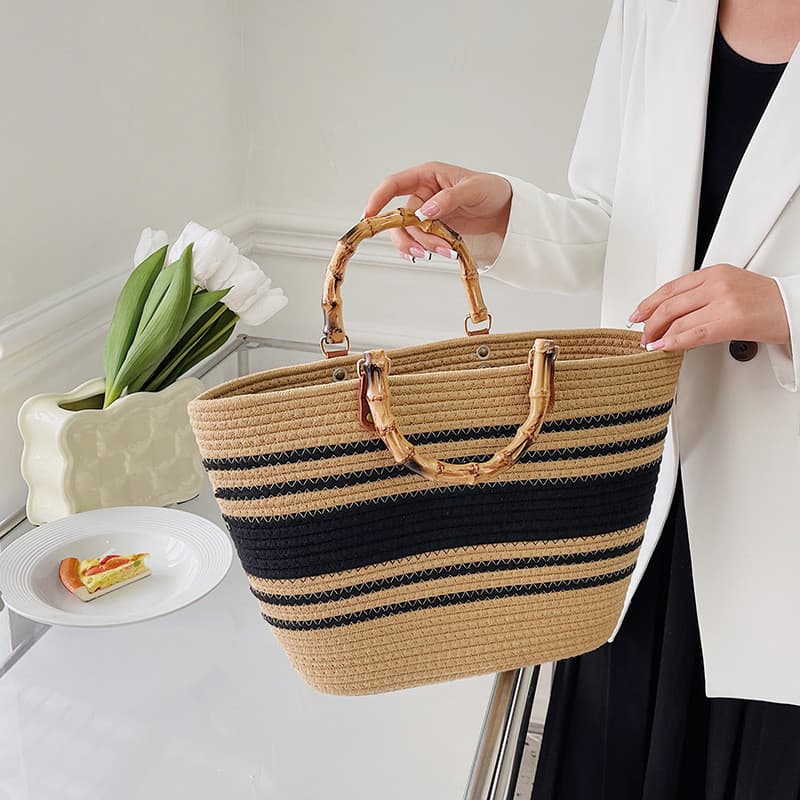 Elegante Popular tecido bolsa feminina 2026 novo estilo moda sacola senhoras de um ombro grande capacidade bolsa de bamb