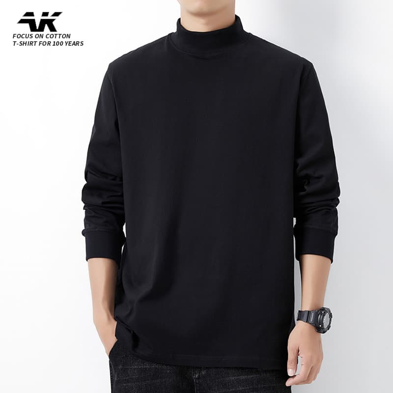 Primavera estilo americano novo estilo interior de manga comprida fino ajuste puro algodão na moda camiseta masculina go