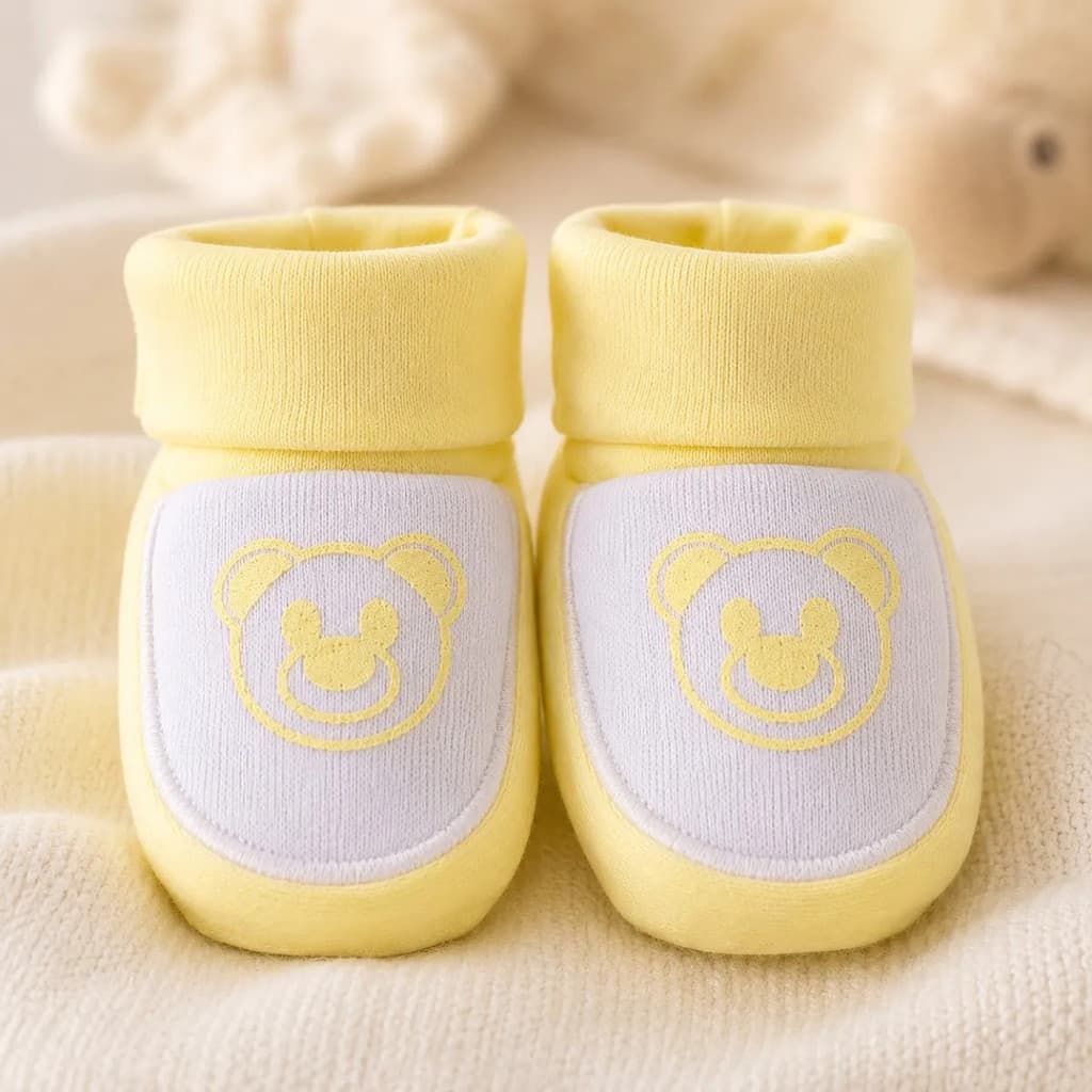 Sapatinho Pantufa Bebê Recém-nascido Macio 0 A 6 Meses Amarelo Único