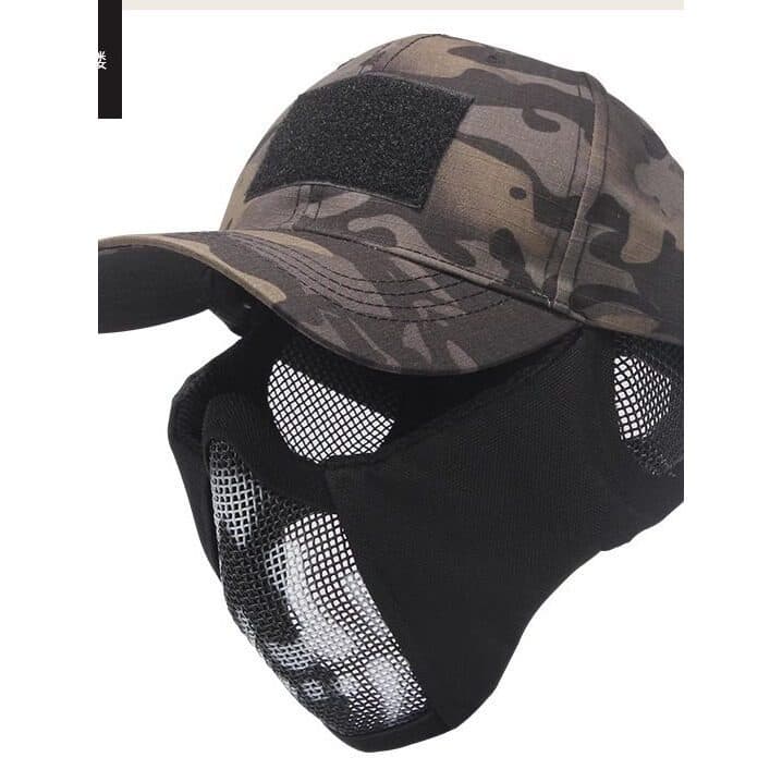 Ventilador militar wargame Endgame Endgame à prova dwaterproof água elástico proteção facial máscara de fio de aço boné