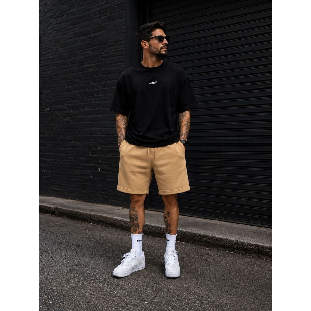 Kit Masculino Bermuda Moletom + Camiseta Algodão Premium No Talk