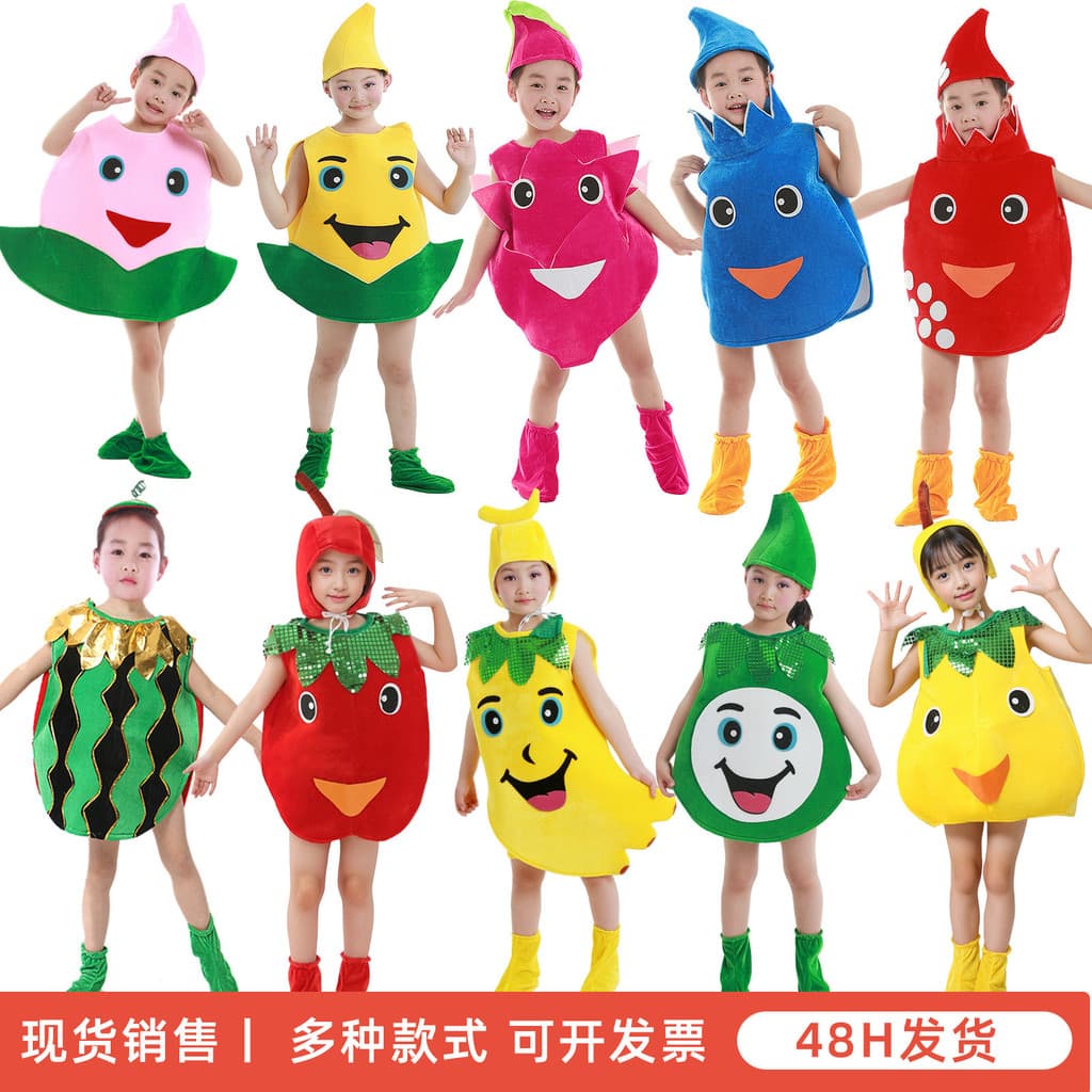 Traje de dança de frutas infantil maçã Banana morango Role-Playing beijo jogos traje de desempenho