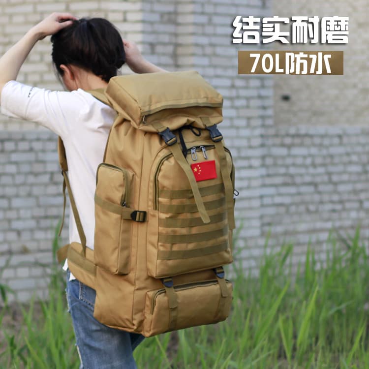 70L grande capacidade ao ar livre à prova dwaterproof água mochila lona masculina expansão preto bagagem de longa distân