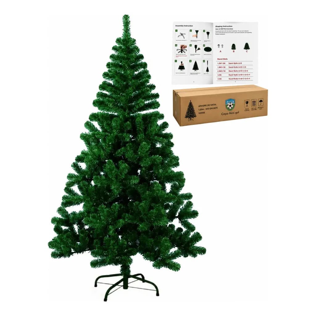 Árvore De Natal 1,80m 650 Galhos Profissional Luxo Pvc Verde