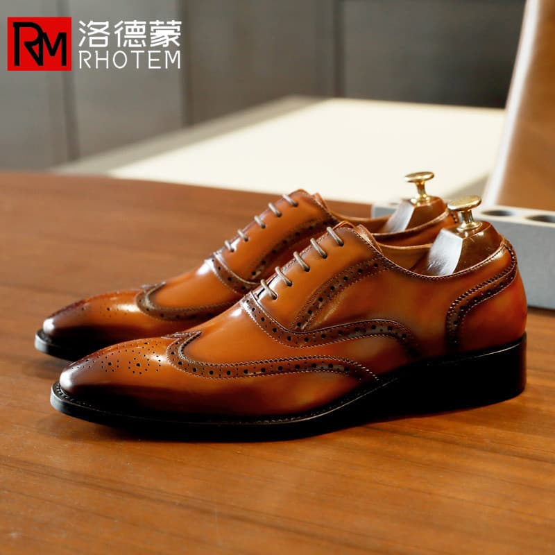 Brock sapatos de couro masculino High-End sentimento tamanho grande aumento interno negócios Formal Wear masculino três