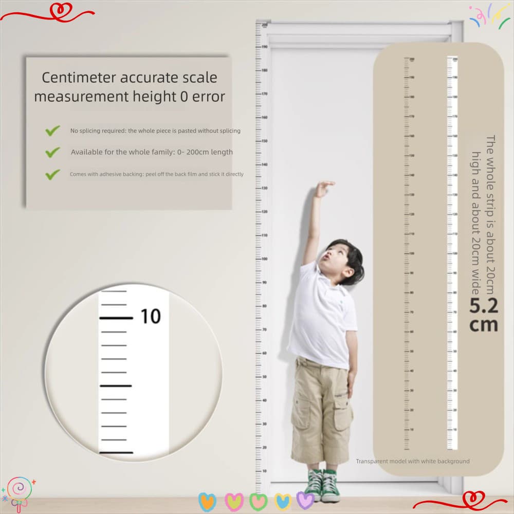 Adesivo De Medição De Altura De , Gráfico De Crescimento Infantil À Prova D'água 2M , Fita Métrica Removível