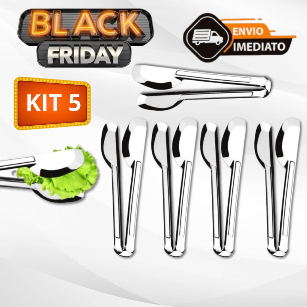 Kit 5 Pegadores Univesal De Aço Inox Para Alimentos Saladas e Frios Para Restaurantes Envio Imediato