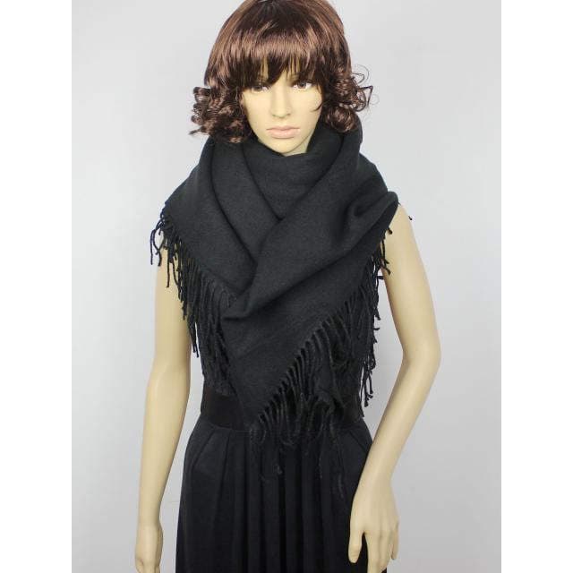 Frete grátis Super grosso lã quente grande xale cobertor de lã retangular preto grande borla cachecol 135*160cm