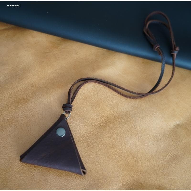 Imitação de couro triângulo saco estilo japonês literário Retro Halterneck moeda bolsa colar All-Match pingente jóias ac