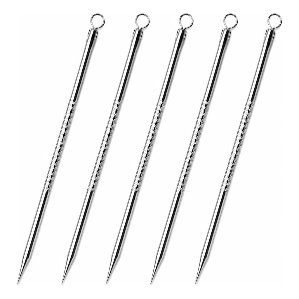 Kit 5 Extrator Cravos Espinhas Acne Pinça Agulha Aço Inox