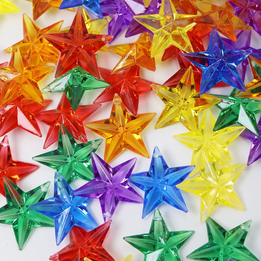 Crianças escavação arqueológica Gem plástico estrela de cinco pontas com furo DIY jóias acessórios agarrar máquina brinq