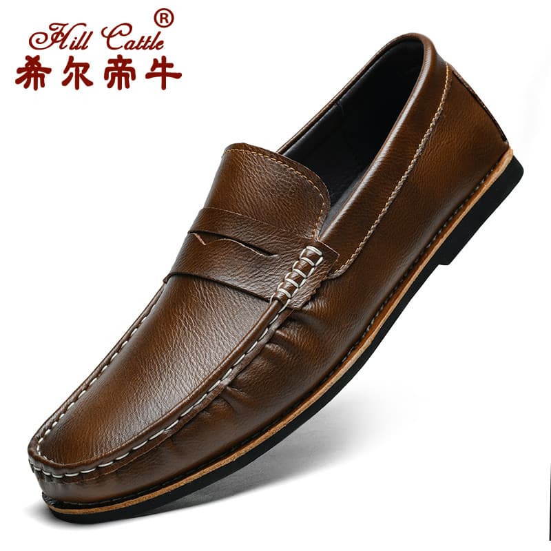 Hildi Niu Mocassins de couro Real primavera verão respirável sapatos de couro de negócios masculinos de sola macia desli