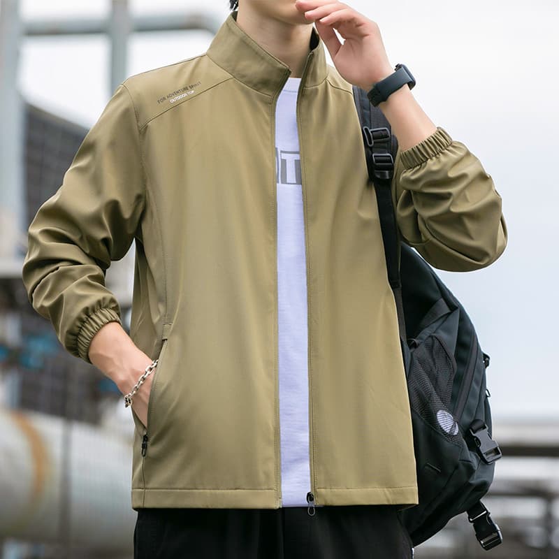 Primavera outono jaqueta fina masculina novo estilo gola pai Casual solto jaqueta superior masculina jaqueta esportiva