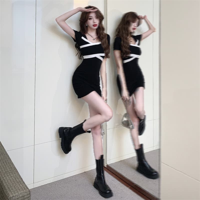 Doce menina quente puro desejo estilo ocidental pequeno vestido preto reduzindo a idade pequeno homem High-End sentiment