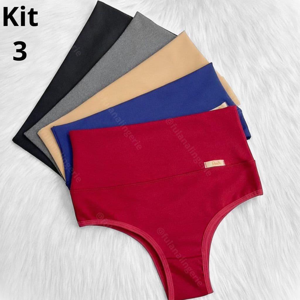 Kit 3 Calcinha Cinta Modeladora Cós Alto Maternidade Grávida - Stela