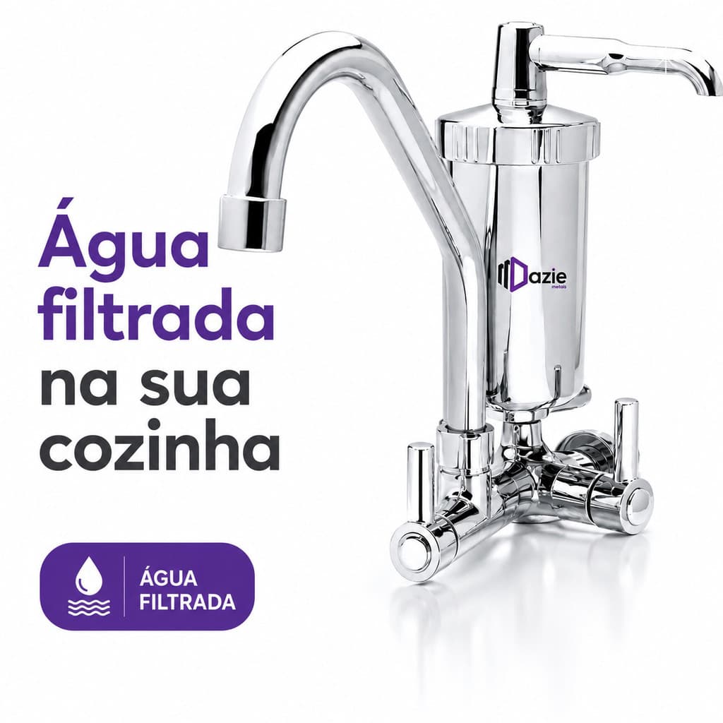 Torneira Com Filtro Bica Móvel Parede Slim 1/4 De Volta Abs