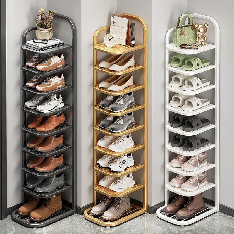 Sapateira pequena estreita porta multicamadas arte em ferro doméstico simples multifuncional armário de sapatos entrada