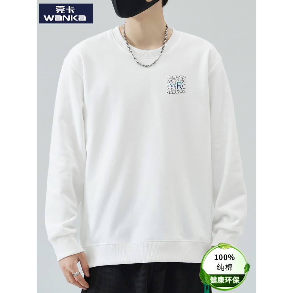 Moletom de algodão puro masculino início do outono carta impressão na moda camisa de fundo primavera outono 2024 novo es