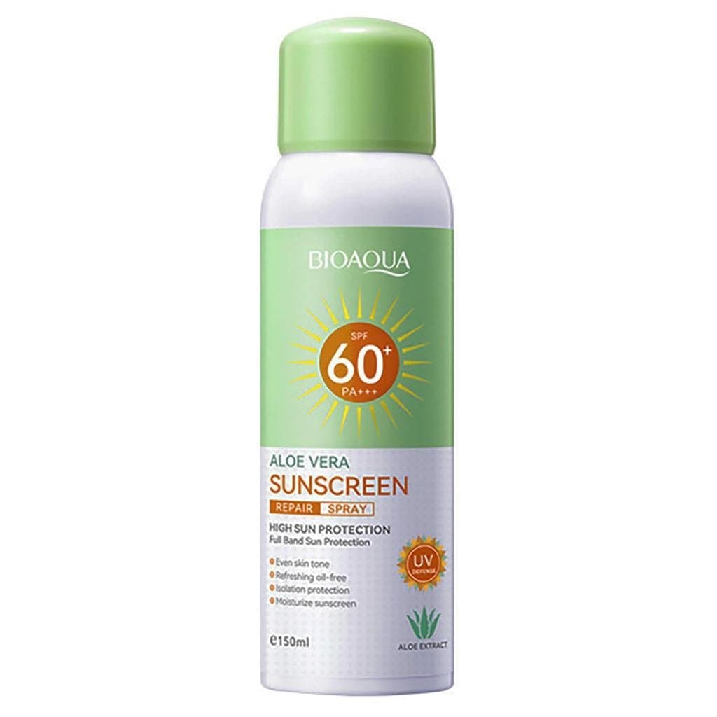 BIOAQUA Protetor Solar em Spray de Aloe Vera SPF60+ PA+++ UVA/UVB Reparador Refrescante Hidratante Resistente à Água e a