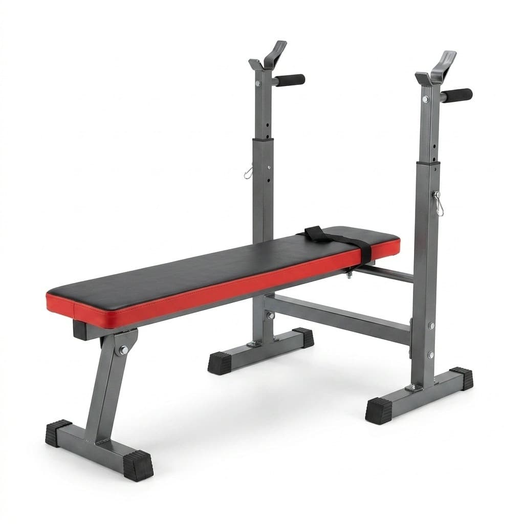 Banco Supino Reto Fitcore com Suporte para Barra Ajustável Musculação até 120kg