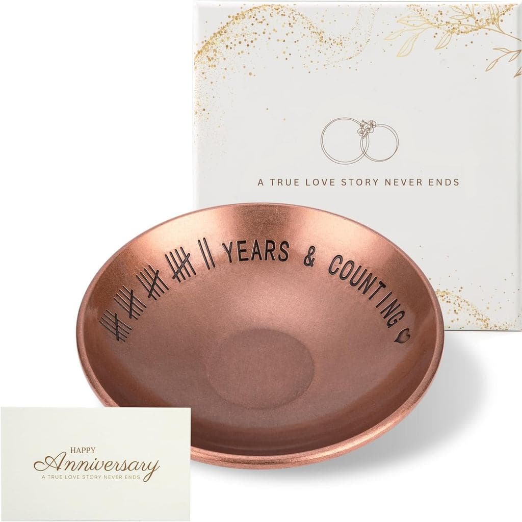 Presentes de 22º Aniversário para Ele e Ela, Bandeja de Joias de Cobre para Casais e Pais, Presentes de Cobre de 22 Anos